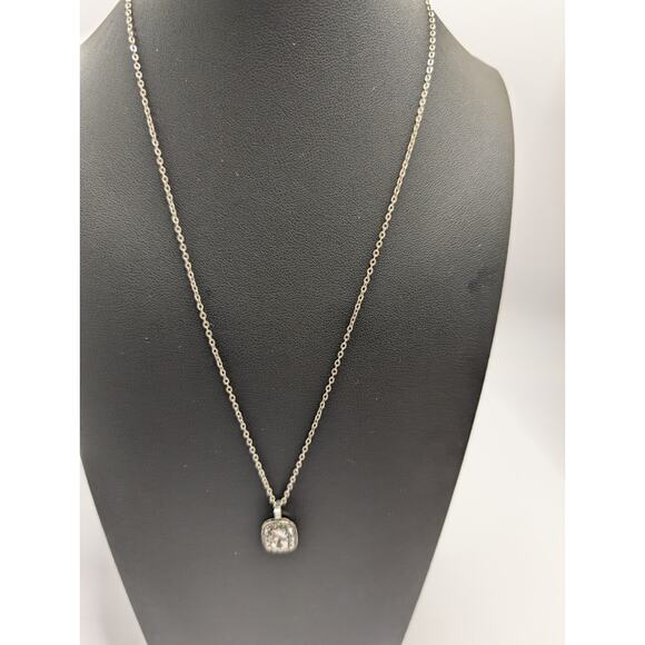 brighton swarovski necklace silver chain square pendant - Picture 2 of 8